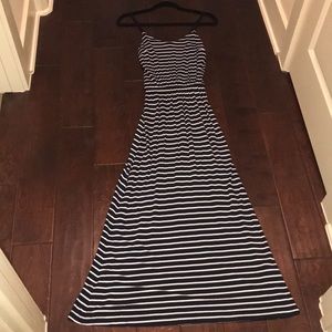 Navy and white stripe maxi dress